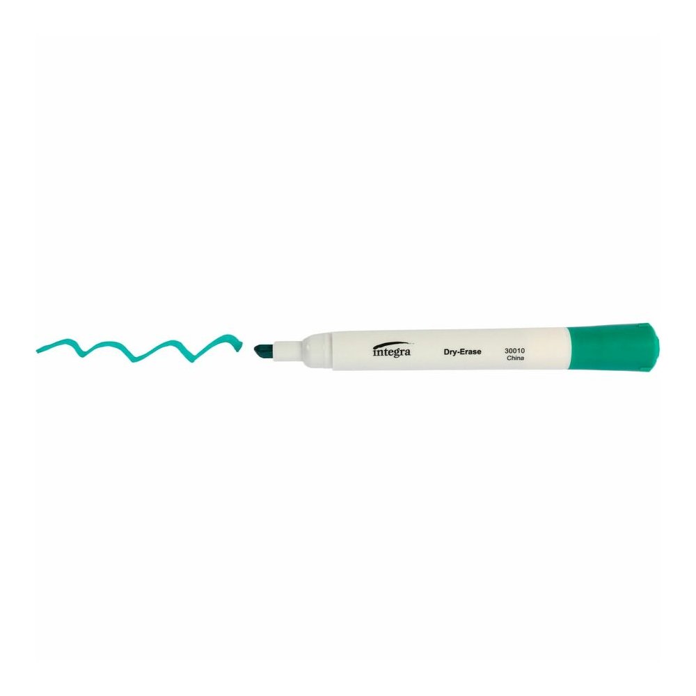 Integra Chisel Point Dry-erase Markers - Green Ink - Fiber Tip - Writing - 1 Dozen. Picture 7