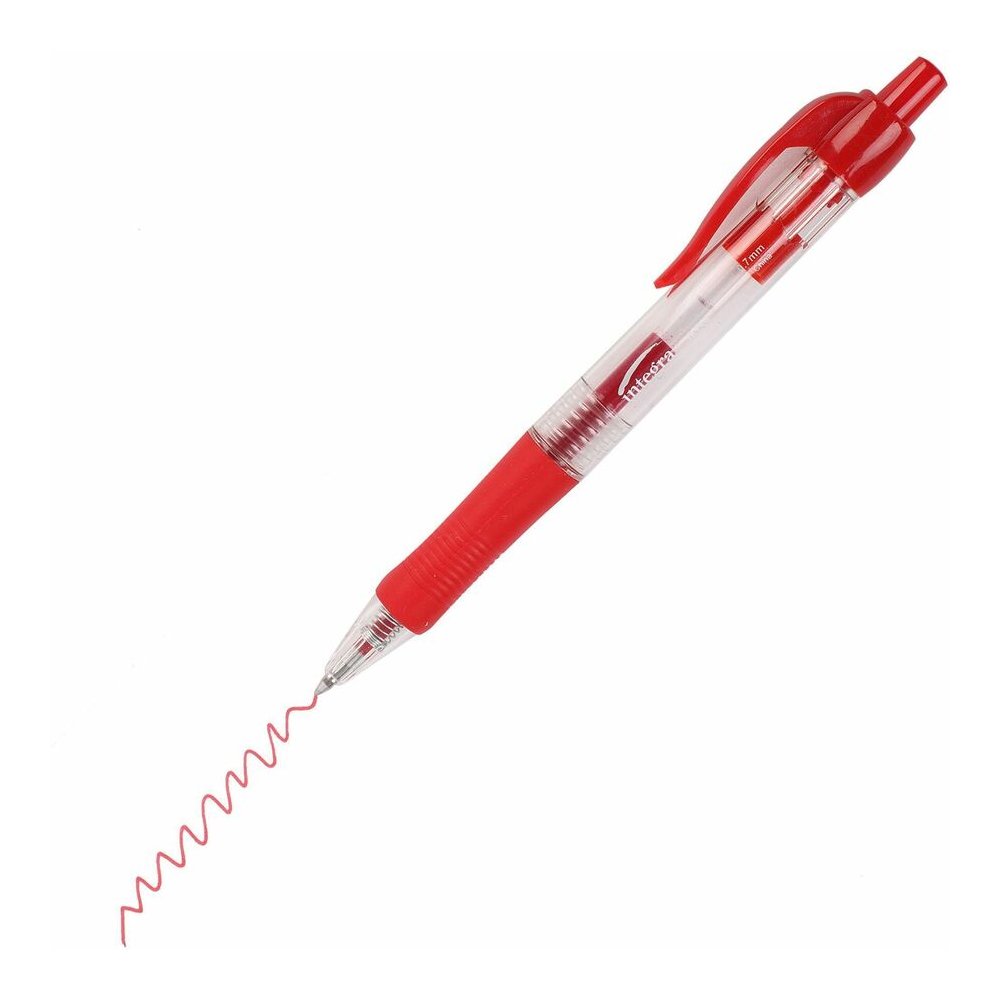 Integra Retractable 0.7mm Gel Pens - Retractable - Red Ink - Gel-based - Red Barrel - Metal Tip - 1 Dozen. Picture 4
