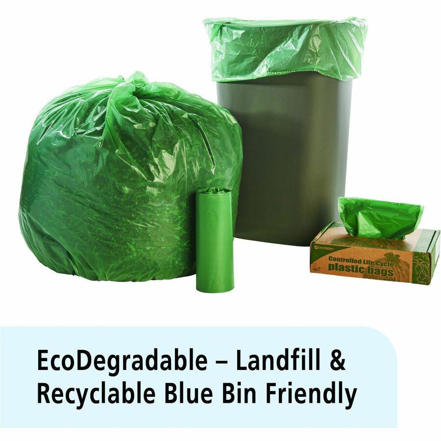 Stout Controlled Life-Cycle Plastic Trash Bags - 33 gal Capacity - 33" Width x 40" Length - 1.10 mil (28 Micron) Thickness - Green - 40/Carton - Office Waste. Picture 2