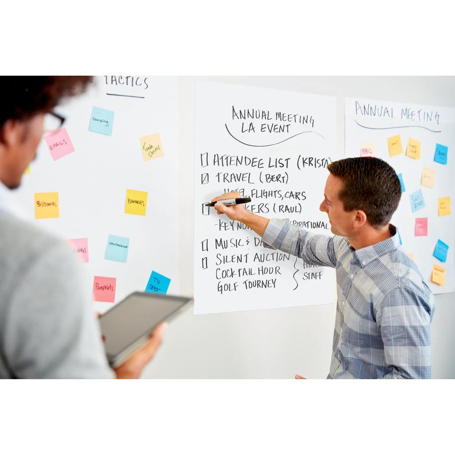 Post-it&reg; Easel Pad with Recycled Paper - 30 Sheets - Plain - Stapled - 18.50 lb Basis Weight - 25" x 30" Sheet Size - 30.50" Height x 25" Width - White Paper - Black Cardboard Cover - Self-adhesiv. Picture 2
