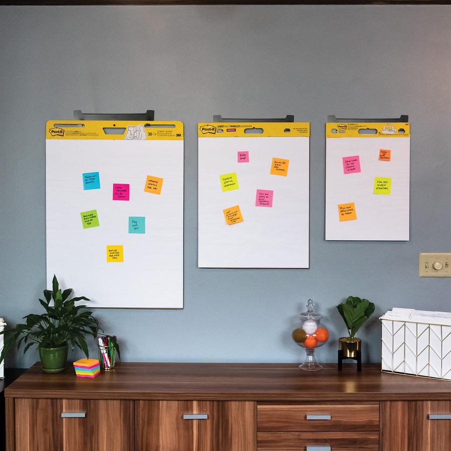 Post-it&reg; Self-Stick Easel Pad Value Pack - 30 Sheets - Plain - Stapled - 18.50 lb Basis Weight - 25" x 30" Sheet Size - White Paper - Cardboard Cover - Repositionable, Self-adhesive, Bleed-free, B. Picture 2