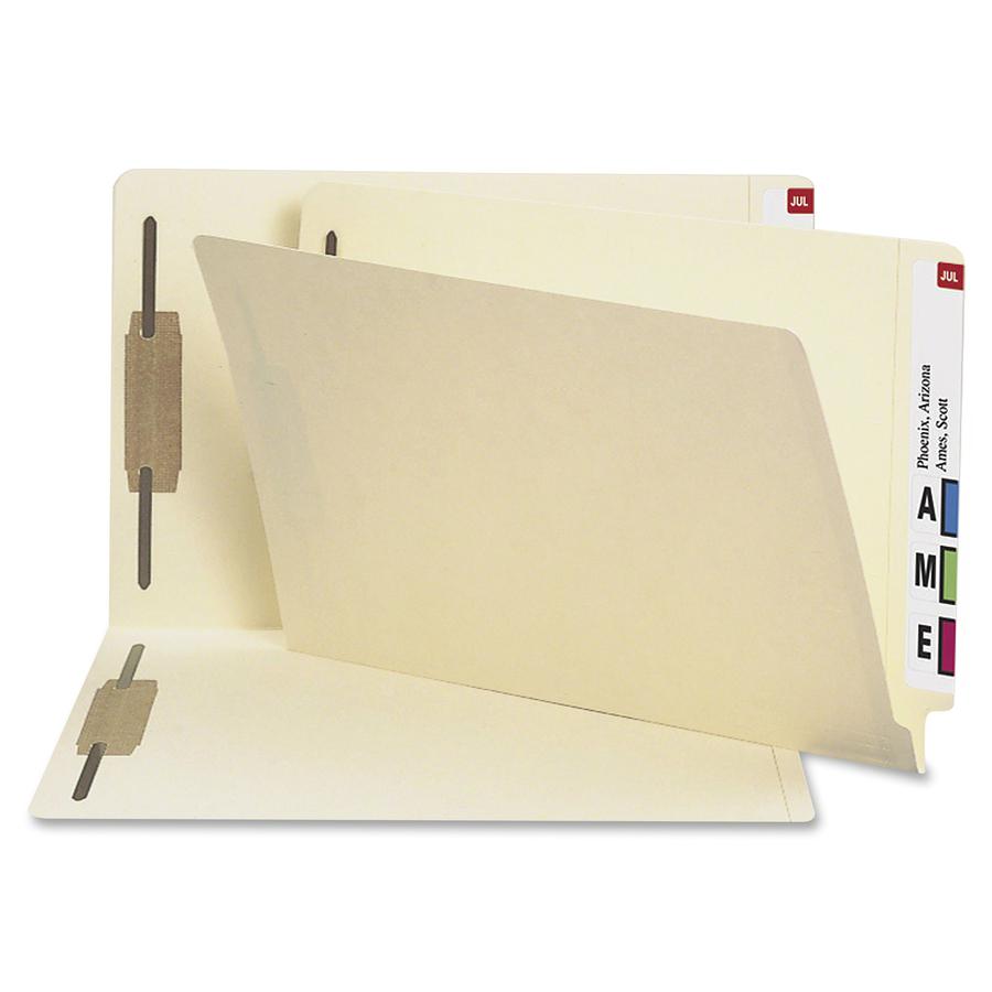 Smead Shelf-Master Straight Tab Cut Legal Recycled Fastener Folder - 8 1/2" x 14" - 2 x 2B Fastener(s) - Manila - Manila - 10% Recycled - 50 / Box. Picture 2