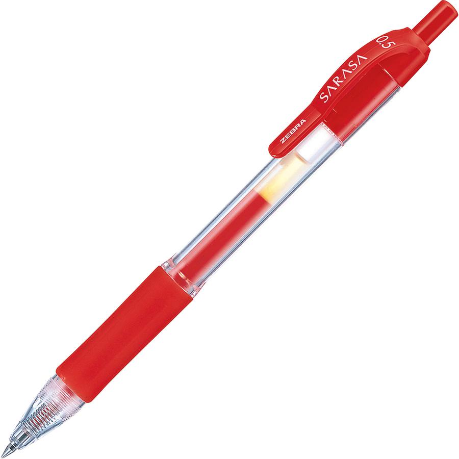 Zebra SARASA dry X20 Retractable Gel Pen - Retractable - Red Ink - Gel-based - Transparent, Red Barrel - 1 Dozen. Picture 2