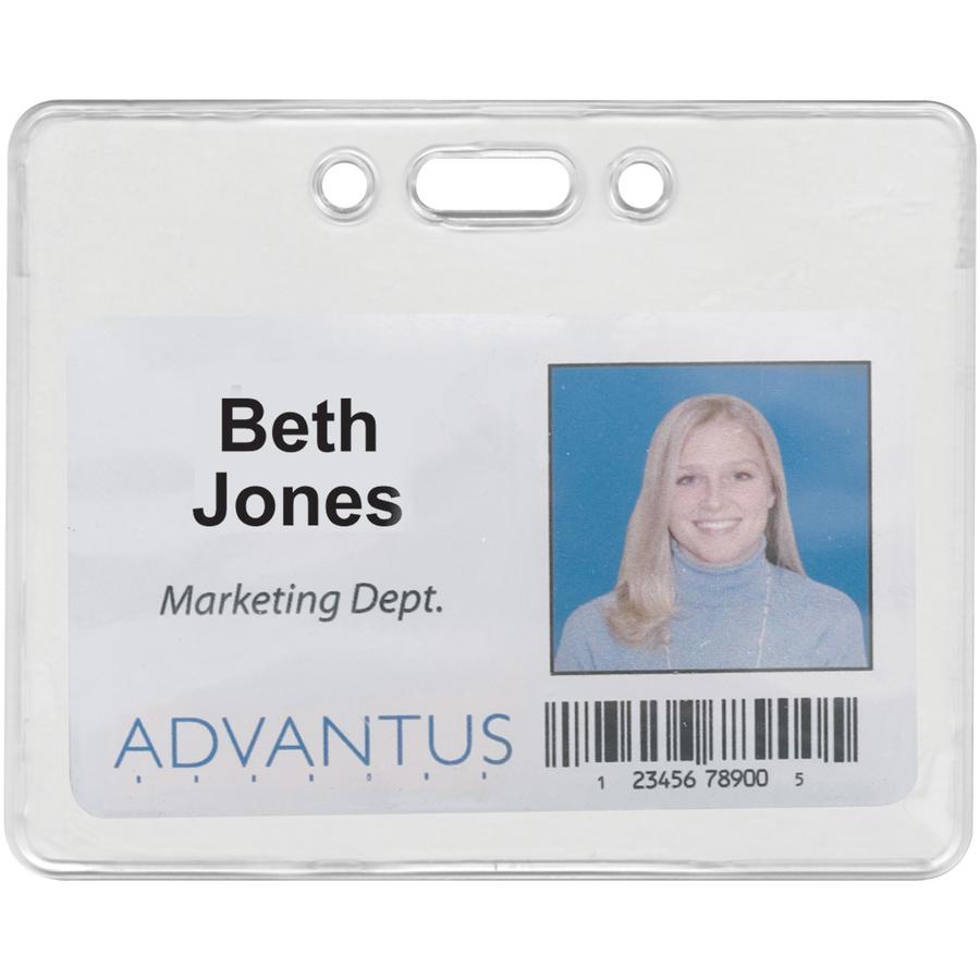 Advantus Proximity Card Horizontal Badge Holder - Horizontal - 50 / Pack - Clear. Picture 2