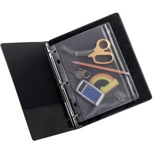 Oxford Zipper Binder Pockets - For 10 1/2" x 8" Sheet - Ring Binder - Rectangular - Clear, White - Poly - 1 Each. Picture 3