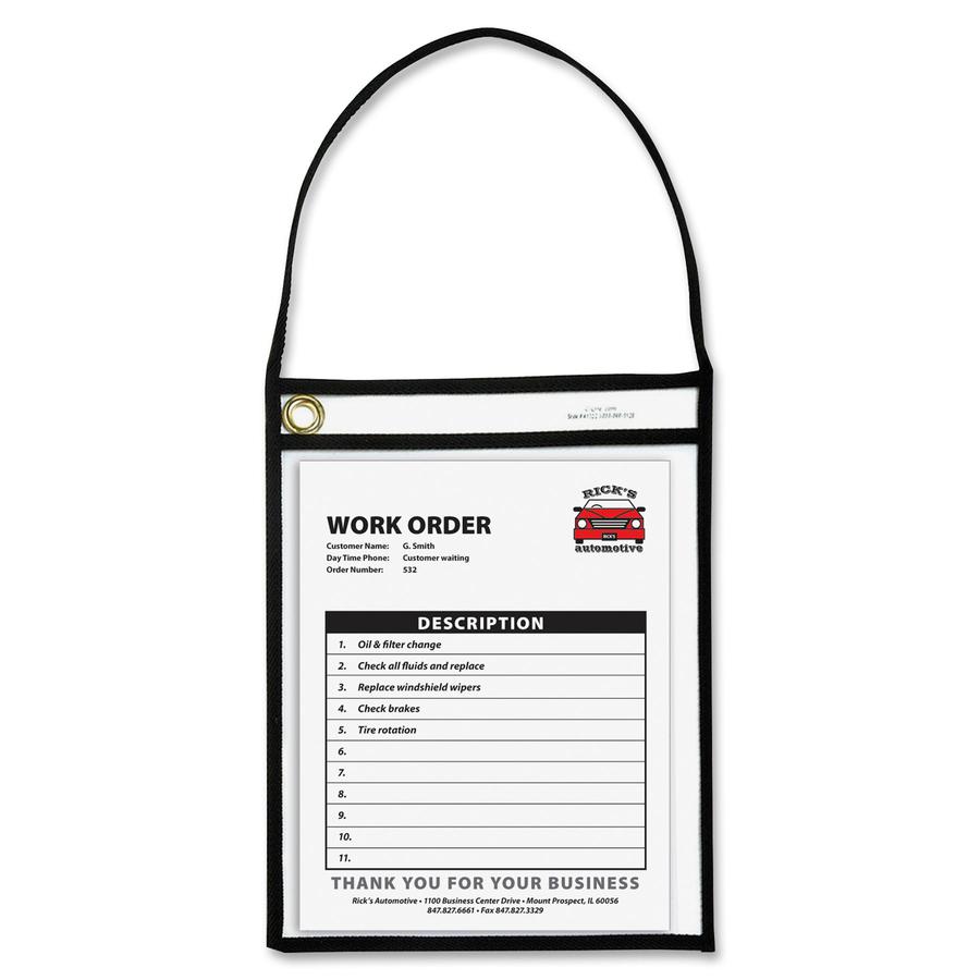 C-Line Shop Ticket Holders With Hanging Straps, Stitched - Black, Both Sides Clear, 9 X 12, 15/BX, 41922. Picture 3