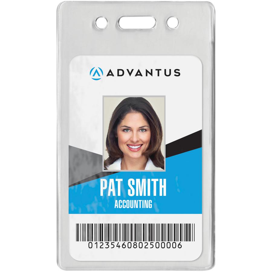 Advantus Proximity Card Vertical Badge Holder - 2.4" x 3.4" - Vinyl - 50 / Pack - Clear. Picture 3