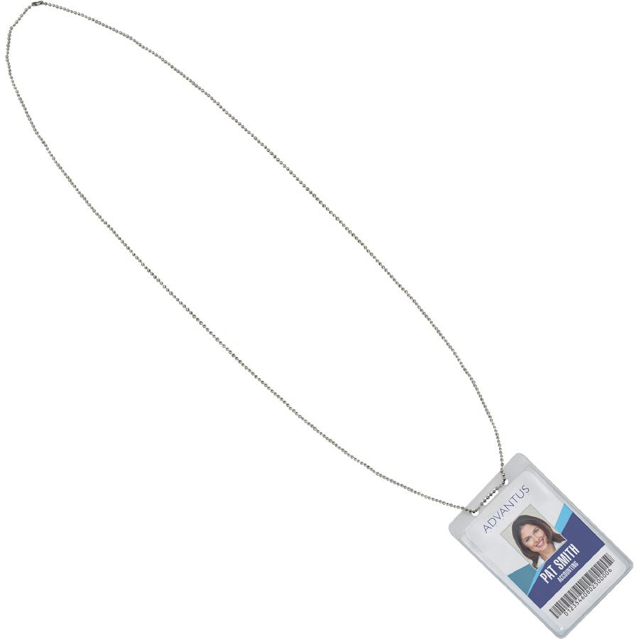 Advantus 36" ID Badge Chain - 36" - 100/Box - Nickel Plated - Metallic. Picture 2