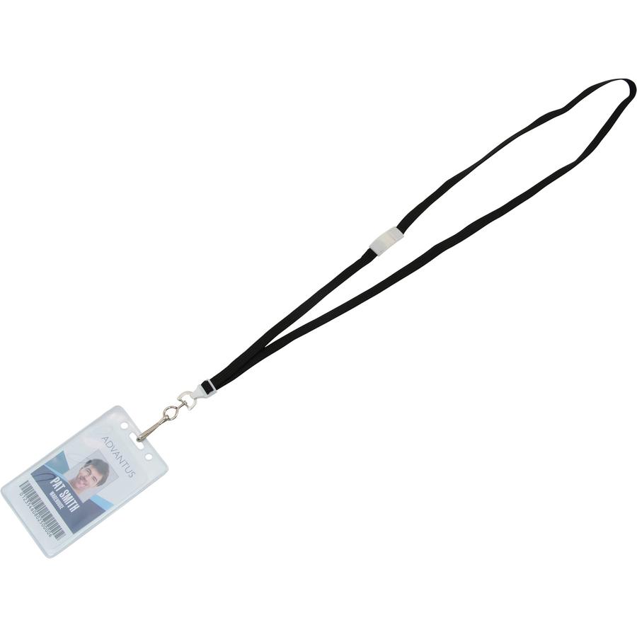 Advantus 36" Deluxe Breakaway Neck Lanyard with J-Hook - 24 / Box - 36" Length - Black - Nylon, Metal. Picture 3