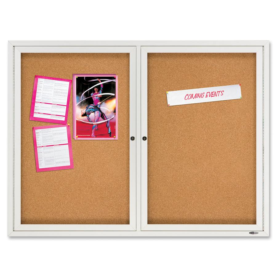 Quartet Enclosed Cork Bulletin Board for Outdoor Use - 36" Height x 48" Width - Brown Cork Surface - Hinged, Wear Resistant, Tear Resistant, Water Resistant, Shatter Proof, Acrylic Glass, Weather Resi. Picture 2