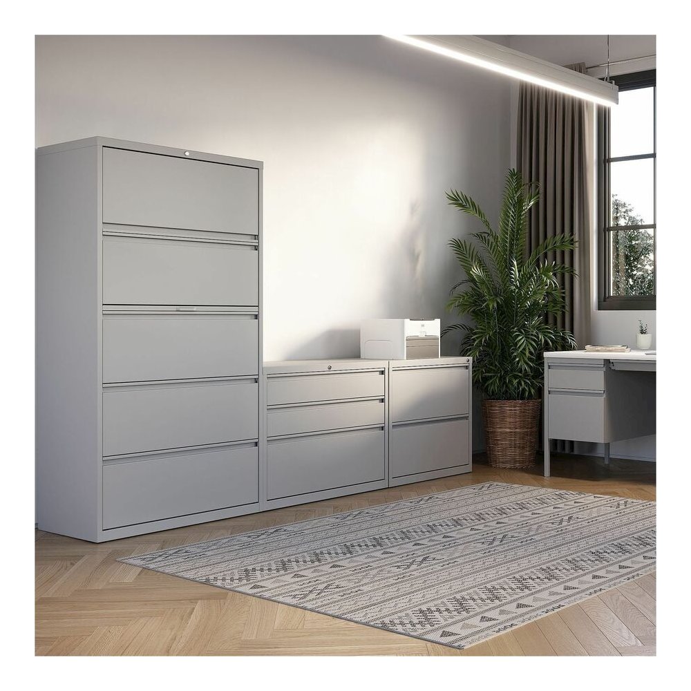 Lorell Fortress Series Lateral File - 42" Width x 18.6" Depth x 67.7" Height - 5 x Drawer(s) for File - Legal, Letter, A4 - Lateral - Rust Proof, Leveling Glide, Interlocking, Ball-bearing Suspension,. Picture 10