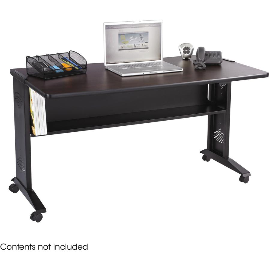 Safco 54"W Reversible Top Mobile Desk - Rectangle Top - 1 Shelf(ves) - 28" Table Top Length x 53.50" Table Top Width x 1" Table Top Thickness - Educational Environment, Business Environment - Assembly. Picture 3