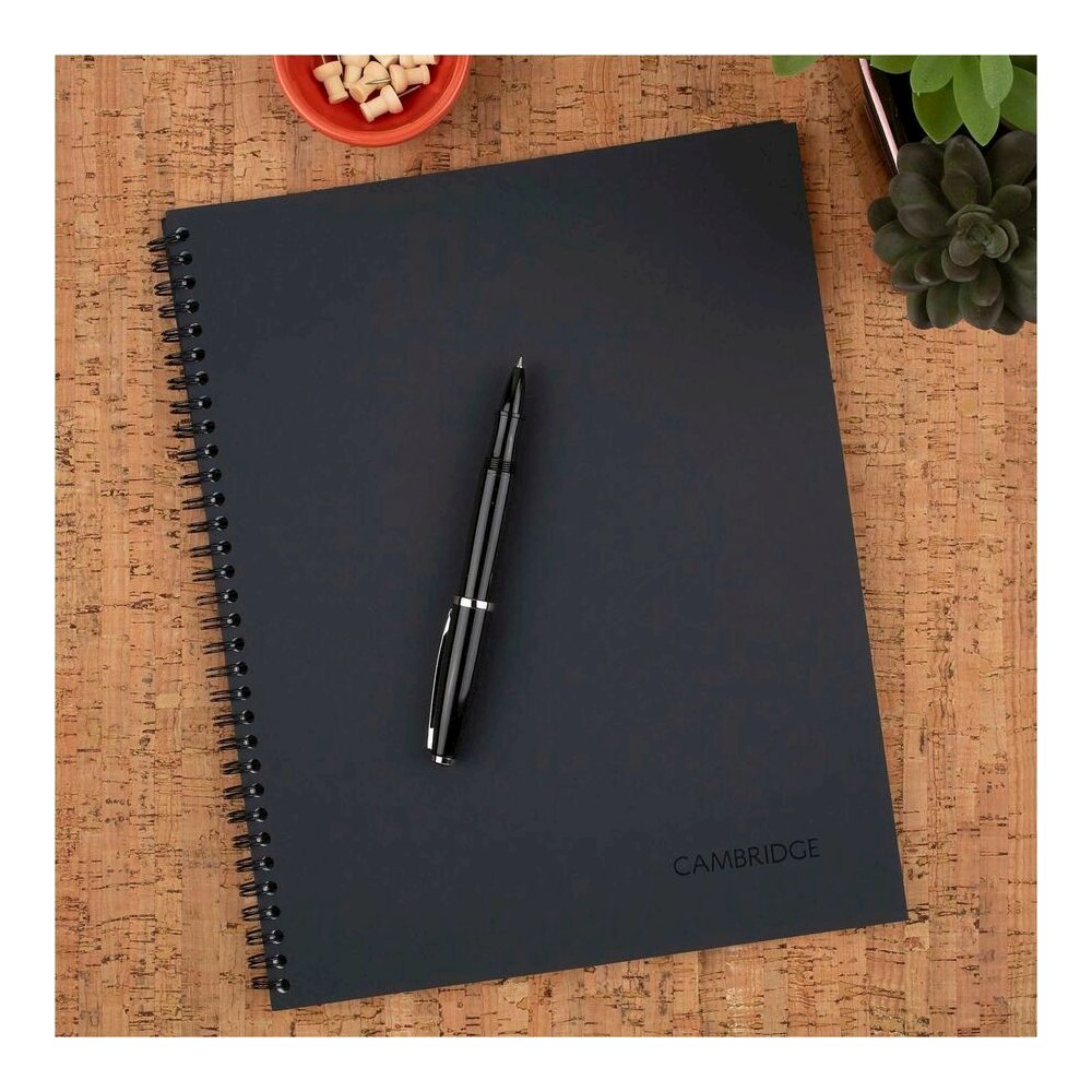 Cambridge Limited Business Notebooks - 80 Sheets - Wire Bound - Legal Ruled Front Ruling - 0.28" Ruled - 20 lb Basis Weight - 8 1/4" x 11" Sheet Size - Black Binding - Black Linen Cover - Perforated, . Picture 8