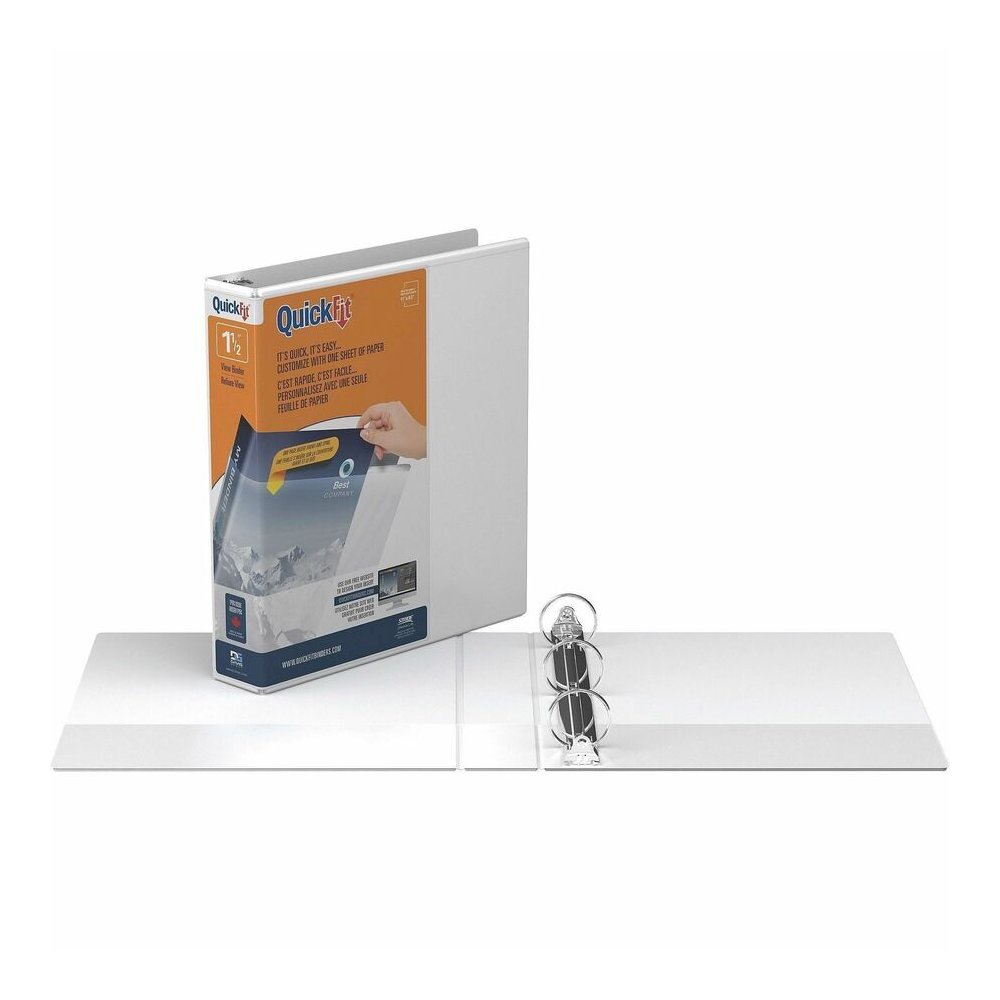 QuickFit Clear-View Binder, 3-Ring Binder, Round Ring, 1.5 Inch, White - 1 1/2" Binder Capacity - Letter - 8 1/2" x 11" Sheet Size - 275 Sheet Capacity - 3 x 1.50" Ring - Fastener: Round Ring - Pocket. Picture 4
