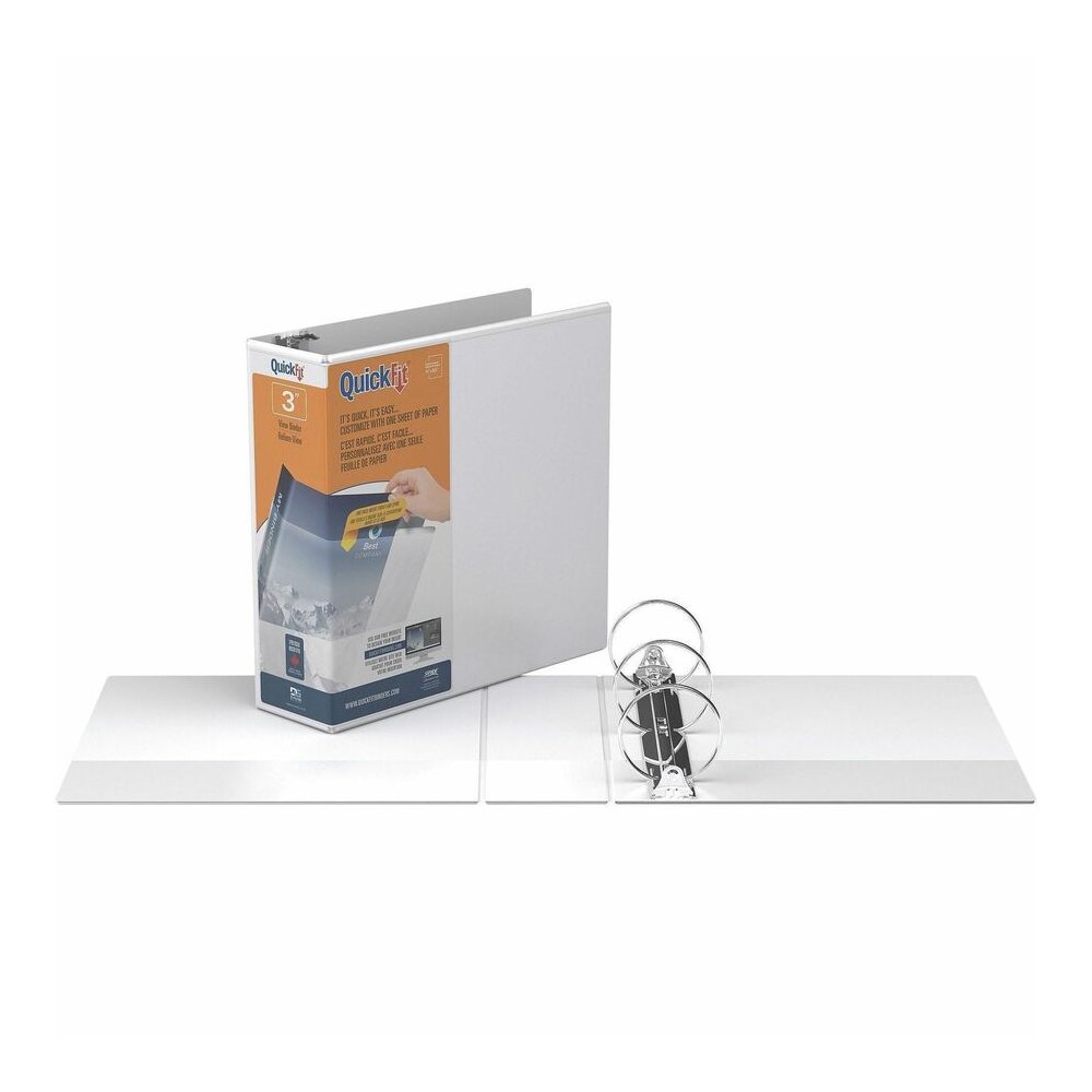 QuickFit Clear-View Binder, 3-Ring Binder, Round Ring, 3 Inch, White - 3" Binder Capacity - Letter - 8 1/2" x 11" Sheet Size - 600 Sheet Capacity - 3 x 3" Ring - Fastener: Round Ring - Pocket: Interna. Picture 4