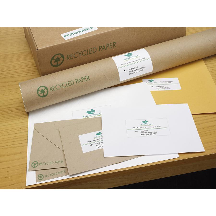 Avery&reg; EcoFriendly Shipping Label - 2" Width x 4" Length - Permanent Adhesive - Rectangle - Laser, Inkjet - White - Paper - 10 / Sheet - 100 Total Sheets - 1000 Total Label(s) - 1000 / Box - Recyc. Picture 2