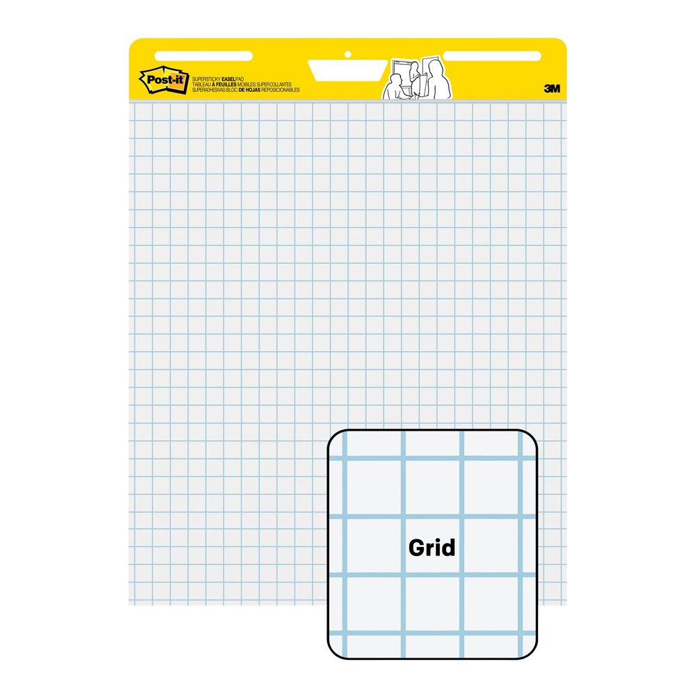 Post-it&reg; Self-Stick Easel Pad Value Pack with Faint Grid - 30 Sheets - Stapled - Feint Front Ruling - Blue Margin - 18.50 lb Basis Weight - 25" x 30" Sheet Size - White Paper - Cardboard Cover - S. Picture 2