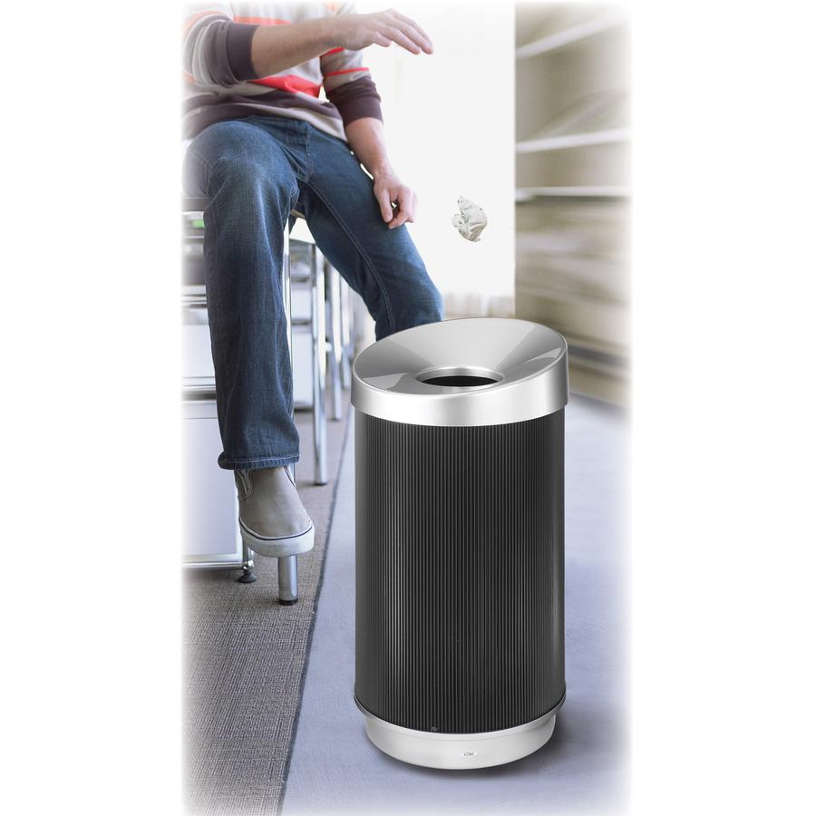 Safco At-Your-Disposal Vertex Waste Receptacle - 38 gal Capacity - Round - 38" Height x 36" Width x 20" Depth x 20" Diameter - Plastic - Black, Silver - 1 Each. Picture 2