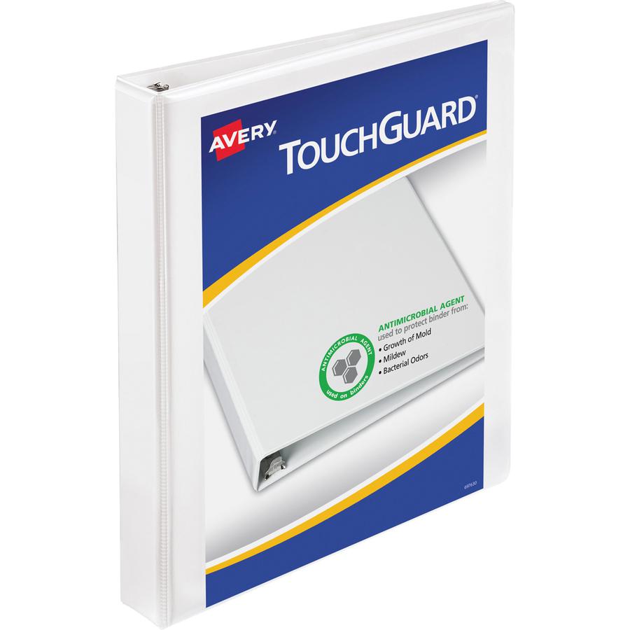 Avery&reg; TouchGuard View 3 Ring Binder - 1" Binder Capacity - Letter - 8 1/2" x 11" Sheet Size - 250 Sheet Capacity - 3 x Slant Ring Fastener(s) - 4 Pocket(s) - Polypropylene - Recycled - Pocket, Du. Picture 2