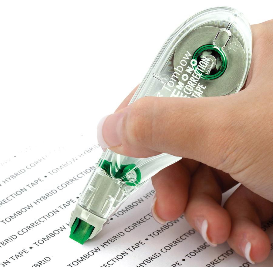 Tombow Mono Hybrid-Style Correction Tape - 0.16" Width x 32.83 ft Length - 1 Line(s) - White Tape - Ergonomic - Acid-free, Non-refillable, Retractable, Pivoting Head - 10 / Pack - White. Picture 3