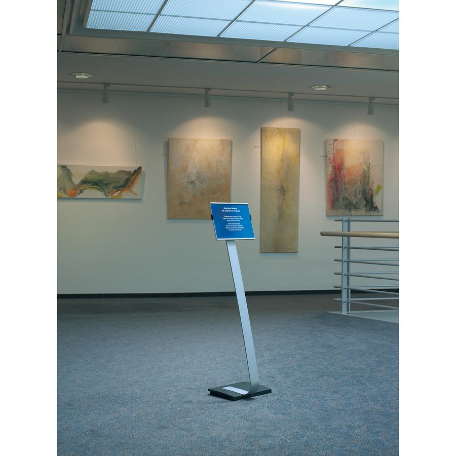 DURABLE&reg; INFO SIGN Letter Floor Stand - 8.5" x 11" Sign - 40.5" - 46.5" Height - Rectangular Shape - Acrylic, Stainless Steel - Updateable - Silver - 1 Pack. Picture 5