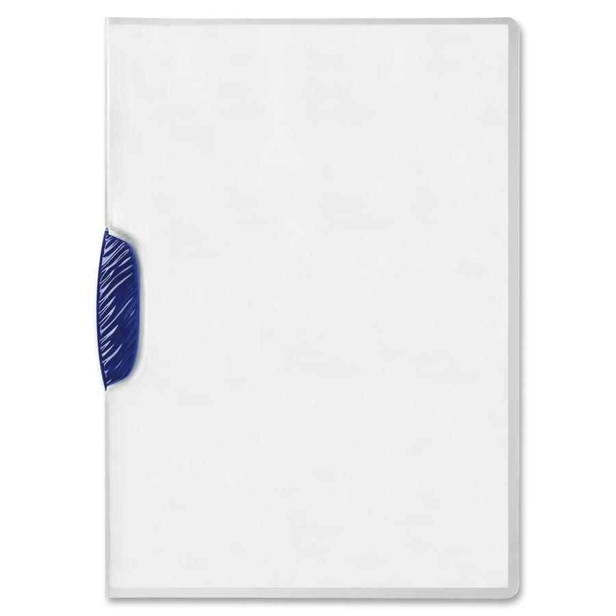 DURABLE&reg; SWINGCLIP&reg; Report Cover - Letter Size 8 1/2" x 11" - 30 Sheet Capacity - Punchless - Vinyl - Dark Blue Clip. Picture 4