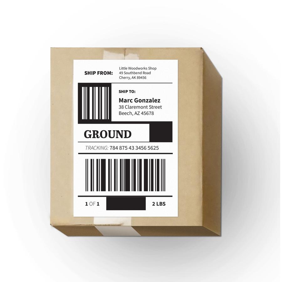 MACO White Laser/Ink Jet Internet Shipping Label - 5 1/2" Width x 8 1/2" Length - Permanent Adhesive - Rectangle - Inkjet, Laser - White - 2 / Sheet - 200 / Box - Lignin-free. Picture 4