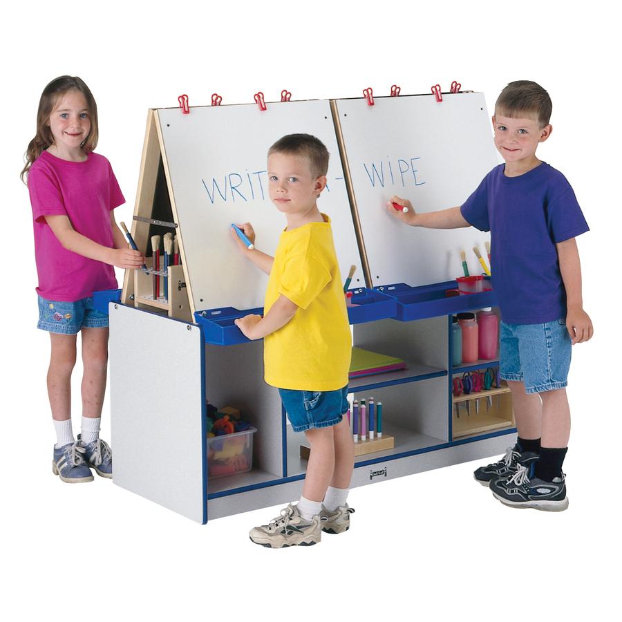 Jonti-Craft Rainbow Accents 4 Station Art Center - Freckled Gray, Blue Stand - Floor Standing - Assembly Required - 1 Each. Picture 2