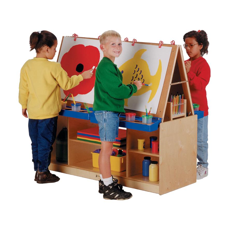 Jonti-Craft Rainbow Accents Multi-Station Art Center - Baltic Stand - Floor Standing - Wheels, Durable, Laminated, Easy to Clean, Rounded Corner, Removable Easel, Storage Shelf, Yellowing Resistant - . Picture 2