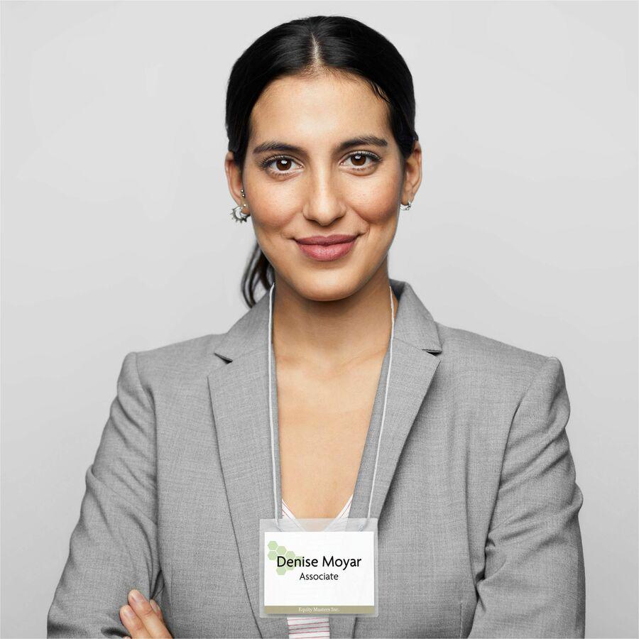 Avery&reg; Heavy-Duty Clear Hanging Style Badge Holders - Support 3" x 4" Media - Horizontal - Plastic - 100 / Box - Clear. Picture 2