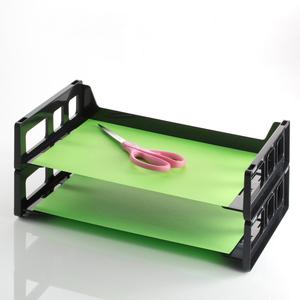 Officemate Side-Loading Desk Trays, 2PK - 2.8" Height x 13.2" Width x 9" DepthDesktop - Stackable, Durable - Black - Plastic - 2 / Pack. Picture 5
