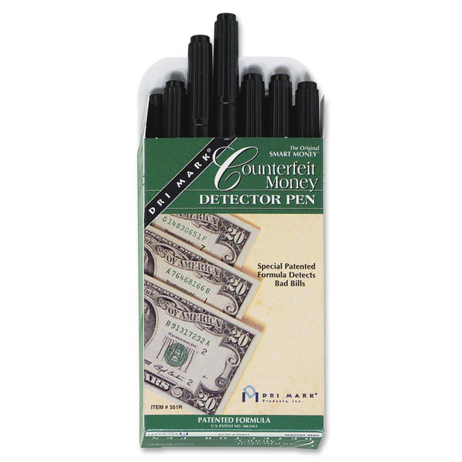 Dri Mark Smart Money Counterfeit Bill Detector Pen - Chemical - Black - 1 Dozen. Picture 2
