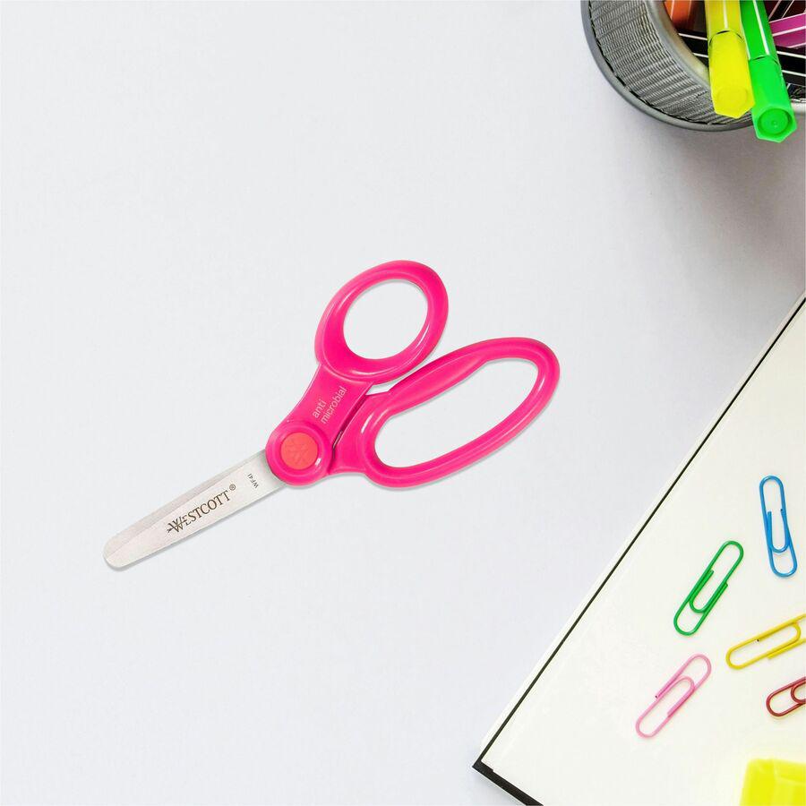 Westcott 5" Antimicrobial Kids Blunt Scissors - 5" Overall Length - Straight-left/right - Stainless Steel - Blunted Tip - Assorted - 12 / Pack. Picture 2