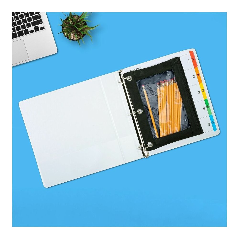 Business Source Round-ring View Binder - 1 1/2" Binder Capacity - Letter - 8 1/2" x 11" Sheet Size - 350 Sheet Capacity - Fastener: Round Ring - Pocket: 2, Internal - Polypropylene, Chipboard - White . Picture 6