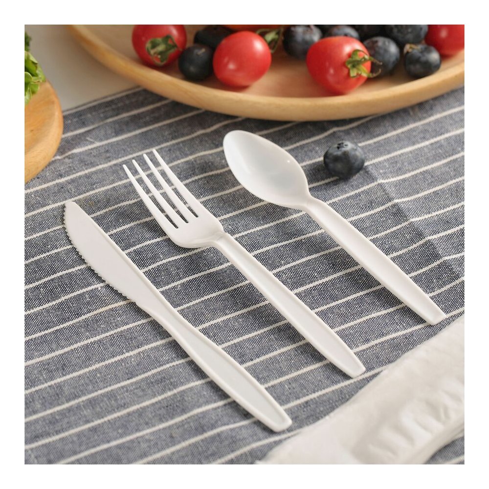 Genuine Joe 4-Piece Medium-Weight Utensil Kit - Disposable - White - 250 / Carton. Picture 4