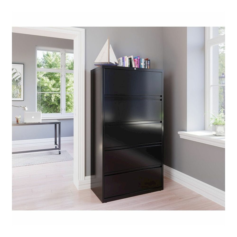 Lorell Fortress Series Lateral File - 42" Width x 18.6" Depth x 67.7" Height - 5 x Drawer(s) for File - Letter, Legal, A4 - Lateral - Interlocking, Label Holder, Leveling Glide, Ball-bearing Suspensio. Picture 9