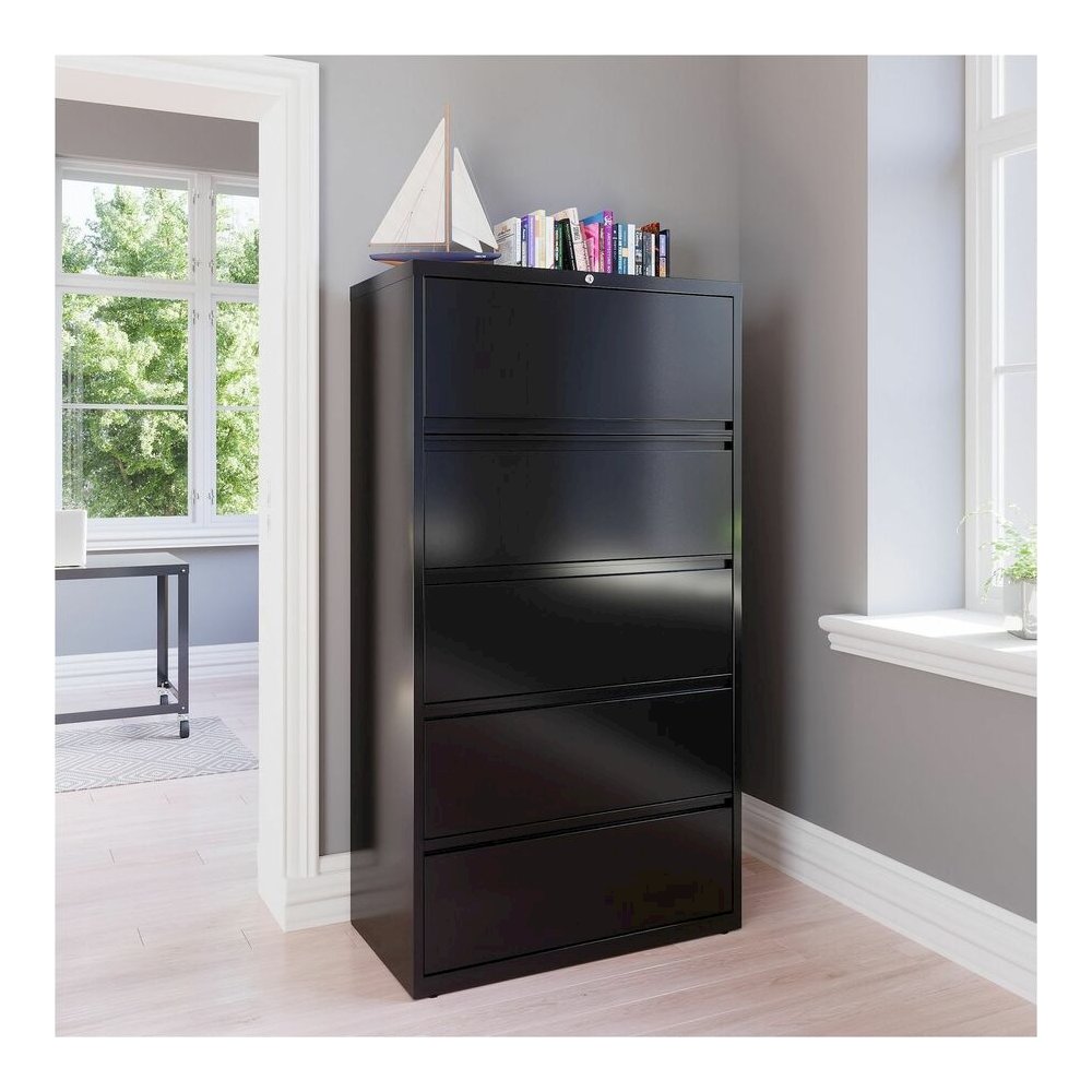 Lorell Fortress Series Lateral File - 36" Width x 18.6" Depth x 67.7" Height - 5 x Drawer(s) for File - Letter, Legal, A4 - Lateral - Rust Proof, Interlocking, Leveling Glide, Ball-bearing Suspension,. Picture 9