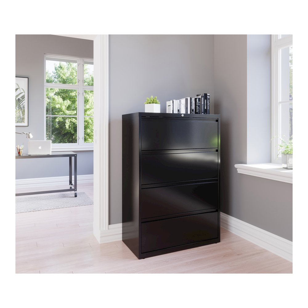 Lorell Fortress Series Lateral File - 36" Width x 18.6" Depth x 52.5" Height - 4 x Drawer(s) for File - Letter, Legal, A4 - Lateral - Ball-bearing Suspension, Leveling Glide, Label Holder, Interlockin. Picture 6