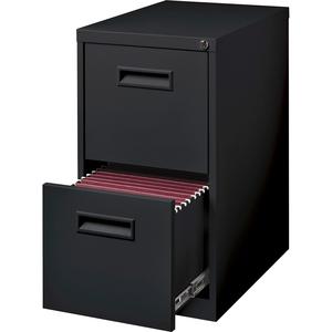 Lorell 22" File/File Mobile File Cabinet with Recessed Pull - 15" Width x 22.9" Depth x 28" Height - 2 x Drawer(s) for File - Letter - Security Lock, Ball-bearing Suspension - Black - Powder Coated - . Picture 8