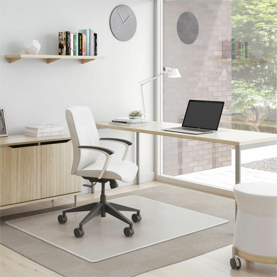 Lorell Plush-pile Wide-Lip Chairmat - Carpeted Floor - 60" Length x 46" Width x 0.173" Thickness - Lip Size 12" Length x 25" Width - Vinyl - Clear - 1Each. Picture 2
