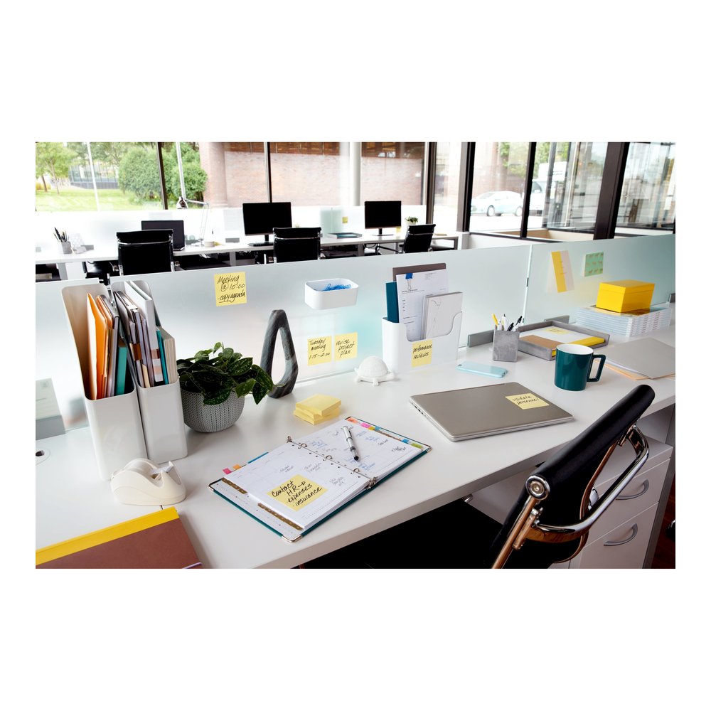 Post-it&reg; Notes Original Notepads - Canary Yellow and Poptimistic Color Collection - 1400 - 3" Flag/Note Width x 3" Flag/Note Length - Square - 100 Sheets per Pad - Unruled - Poppy, Neon Orange, Aq. Picture 2