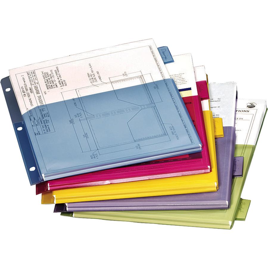 Cardinal Expanding Pocket Poly Divider - 5 x Divider(s) - 5 Tab(s)/Set - 9.8" Divider Width x 11.50" Divider Length - Letter - 8.50" Width x 11" Length - 3 Hole Punched - Translucent Poly Divider - Mu. Picture 4