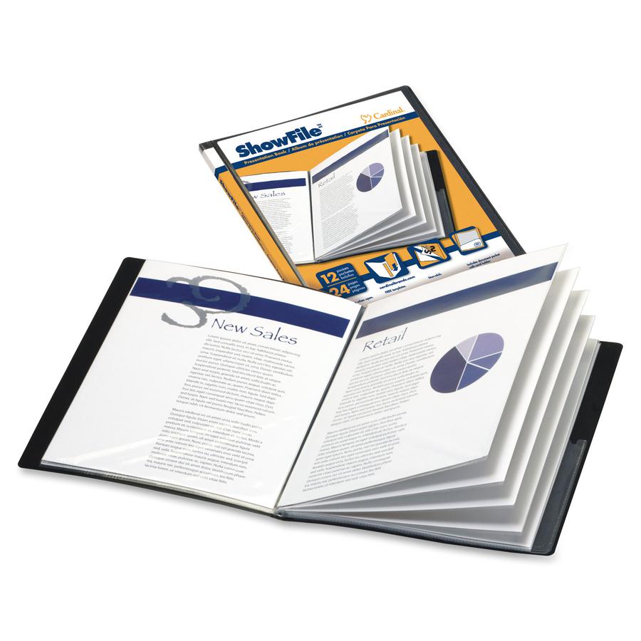Cardinal ShowFile 50132 Letter Presentation Book - 8 1/2" x 11" - 24 Sheet Capacity - 12 Internal Pocket(s) - Poly - Black - 1 Each. Picture 3