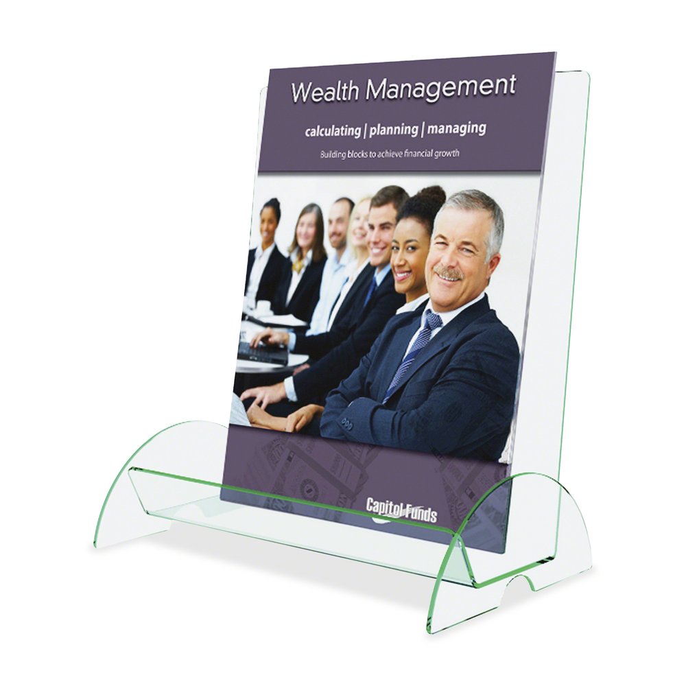 Deflecto Magazine-size Euro-style Docuholder - Support 9.25" x 3.25" Media - 11" Height x 9.8" Width x 6.3" Depth - Acrylic - Clear, Green Tint - Durable, Lightweight - 1 Each. Picture 2