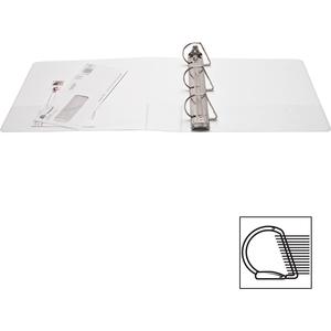 Business Source Basic D-Ring White View Binders - 2" Binder Capacity - Letter - 8 1/2" x 11" Sheet Size - Fastener: D-Ring - Polypropylene - White - 1.50 lb - No - Clear Overlay - 1 Each. Picture 3