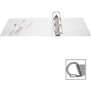 Business Source Basic D-Ring White View Binders - 4" Binder Capacity - Letter - 8 1/2" x 11" Sheet Size - Fastener: D-Ring - Polypropylene - White - 1.75 lb - No - Clear Overlay - 1 Each. Picture 10
