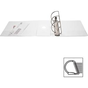 Business Source Basic D-Ring White View Binders - 5" Binder Capacity - Letter - 8 1/2" x 11" Sheet Size - Fastener: D-Ring - Polypropylene - White - 2.10 lb - No - Clear Overlay - 1 Each. Picture 3