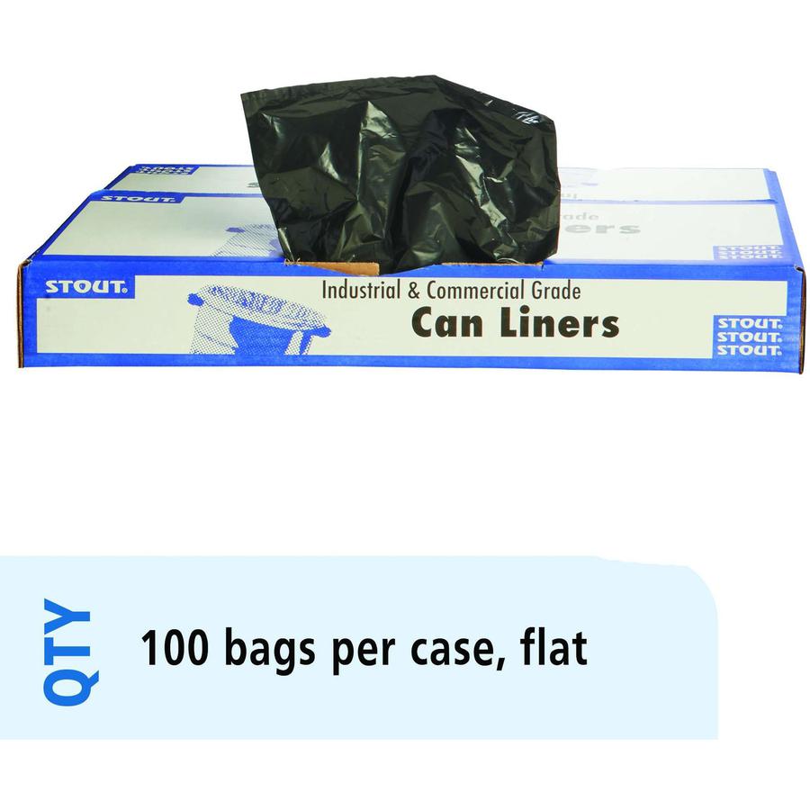 Stout Recycled Content Trash Bags - 60 gal/75 lb Capacity - 38" Width x 60" Length - 1.50 mil (38 Micron) Thickness - Brown - 100/Carton - Office, Industry, Home - Recycled. Picture 2