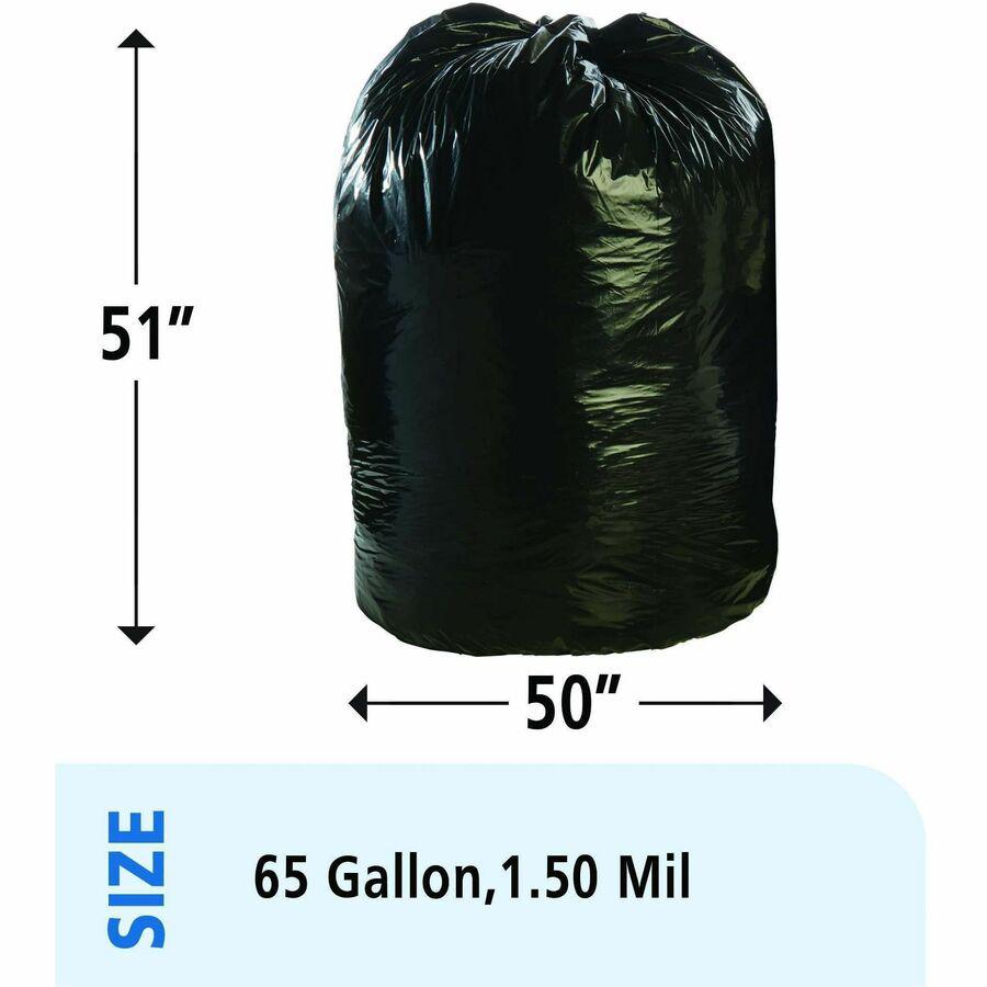 Stout Recycled Content Trash Bags - 65 gal/75 lb Capacity - 50" Width x 51" Length - 1.50 mil (38 Micron) Thickness - Brown - 100/Carton - Office, Industry, Home - Recycled. Picture 2
