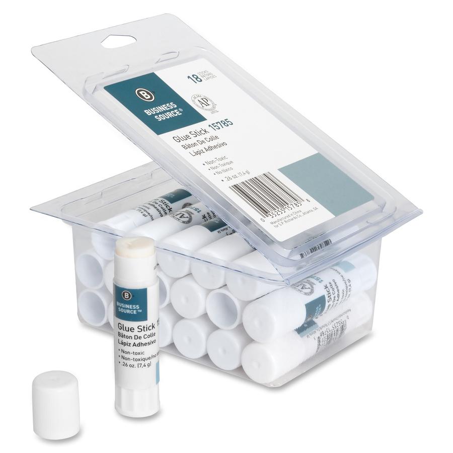 Business Source Value Pack Glue Sticks - 0.26 oz - White - 18 / Pack. Picture 6